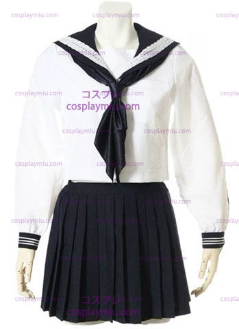 Branco mangas compridas Escola Sailor Cosplay Uniforme