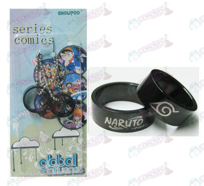 Naruto cartão konoha instalado casal negro anéis de aço