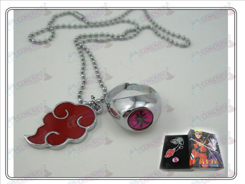 Naruto Red Cloud colar + anel (de três peças)