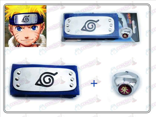 Naruto Konoha bandana azul + Edição de Colecionador Zhu Zi Anel