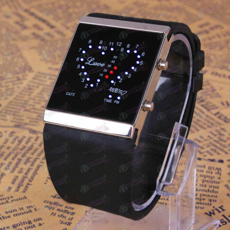 Hatsune Miku Acessórios logotipo amor Black Watch LED