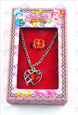 Shugo Chara! Acessórios colar em forma de coração + anel (vermelho)