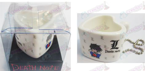 Death Note Acessórios de bolsa pingente em forma de coração xícara de cerâmica