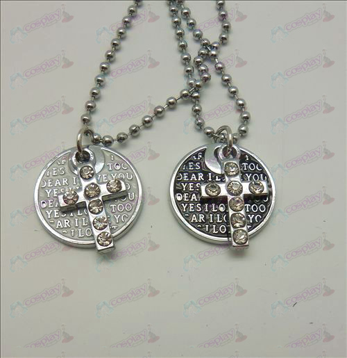 Death Note Acessórios Cruz casal disco (com diamante) colar (box)