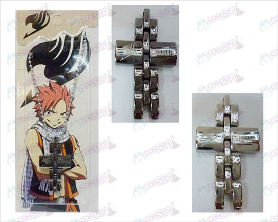Fairy Tail Acessórios preto e branco colar de cruz