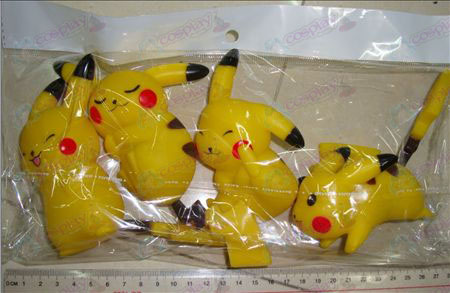 4 modelos Pikachu (corpo 11cm, cauda 7cm)