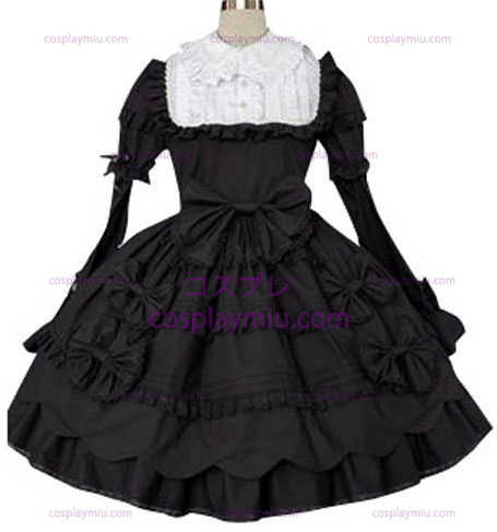 Clássico preto e branco vestido de Cosplay Lolita