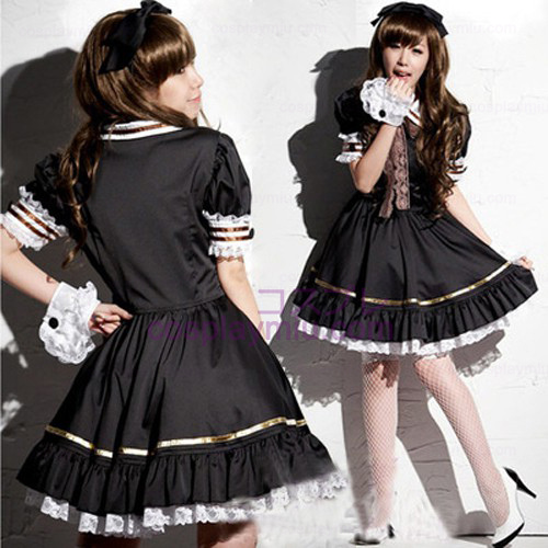 Negros encantadores Maid Lolita equipamento cosplay trajes minissaia