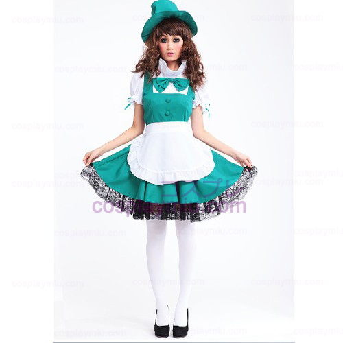 Avental branco e verde saia Lolita Anime Maid Trajes