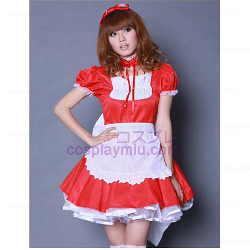Red bowknot Maid Lolita Outfit / Cosplay Costumes Maid